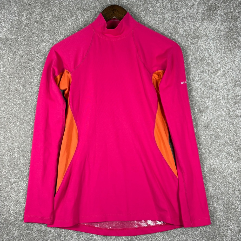 Columbia Omni-Heat Base Layer Top Pink Orange Mock Neck Long Sleeve Womens M